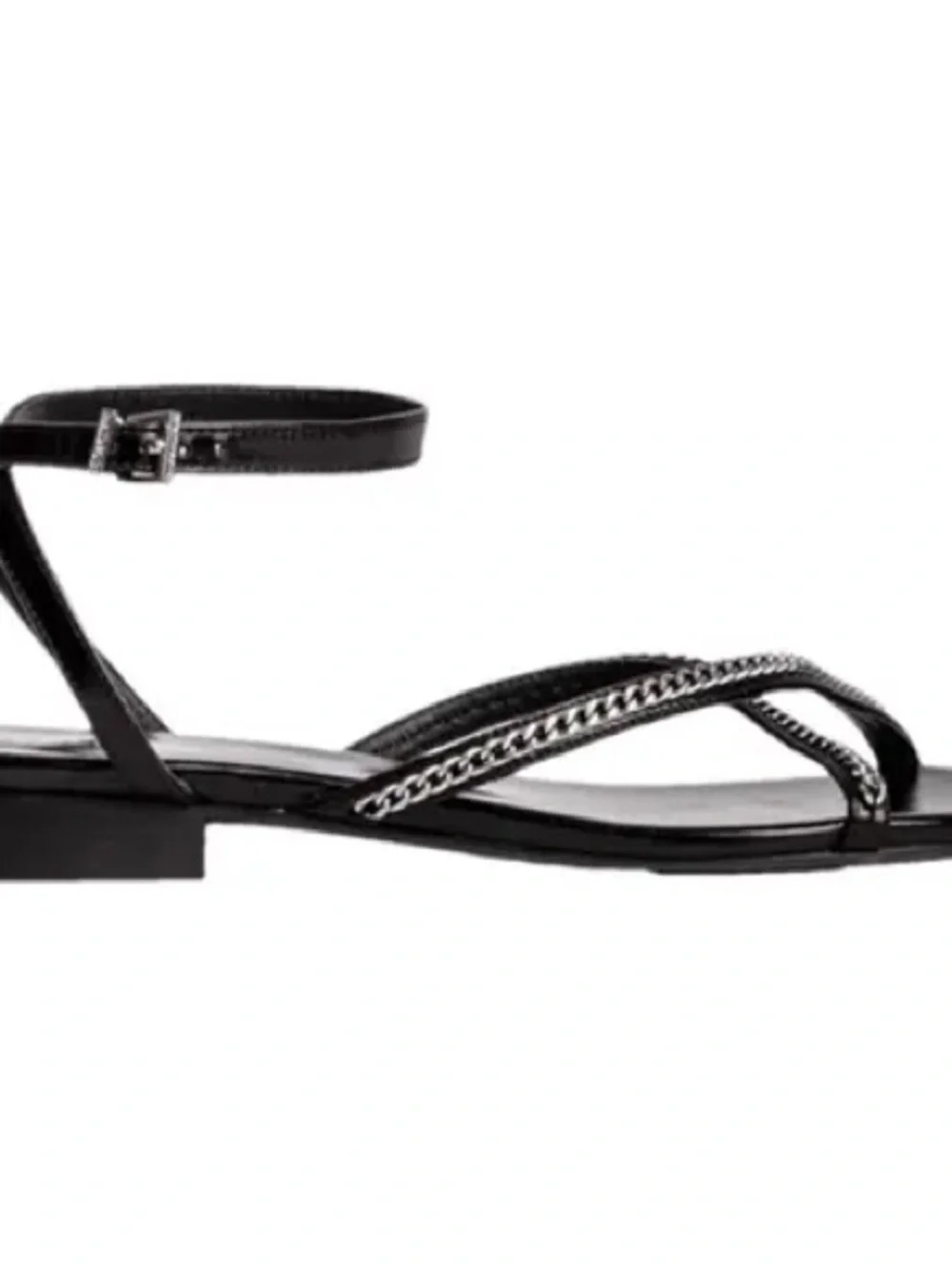 Zadig & Voltaire Black Leather Strappy Sandals with Silver Chain Trim sz EU38 - Picture 5 of 16